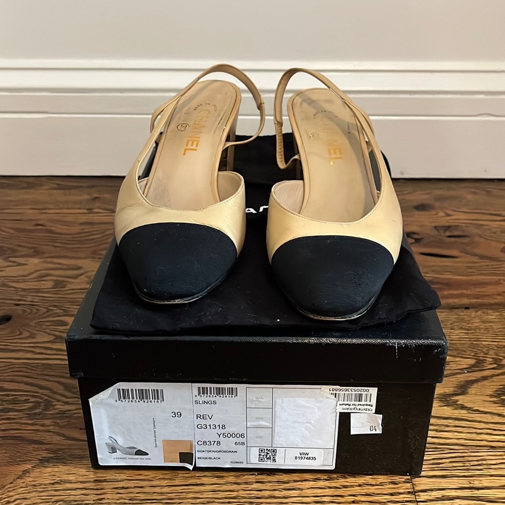 Chanel classic two-tone slingbacks